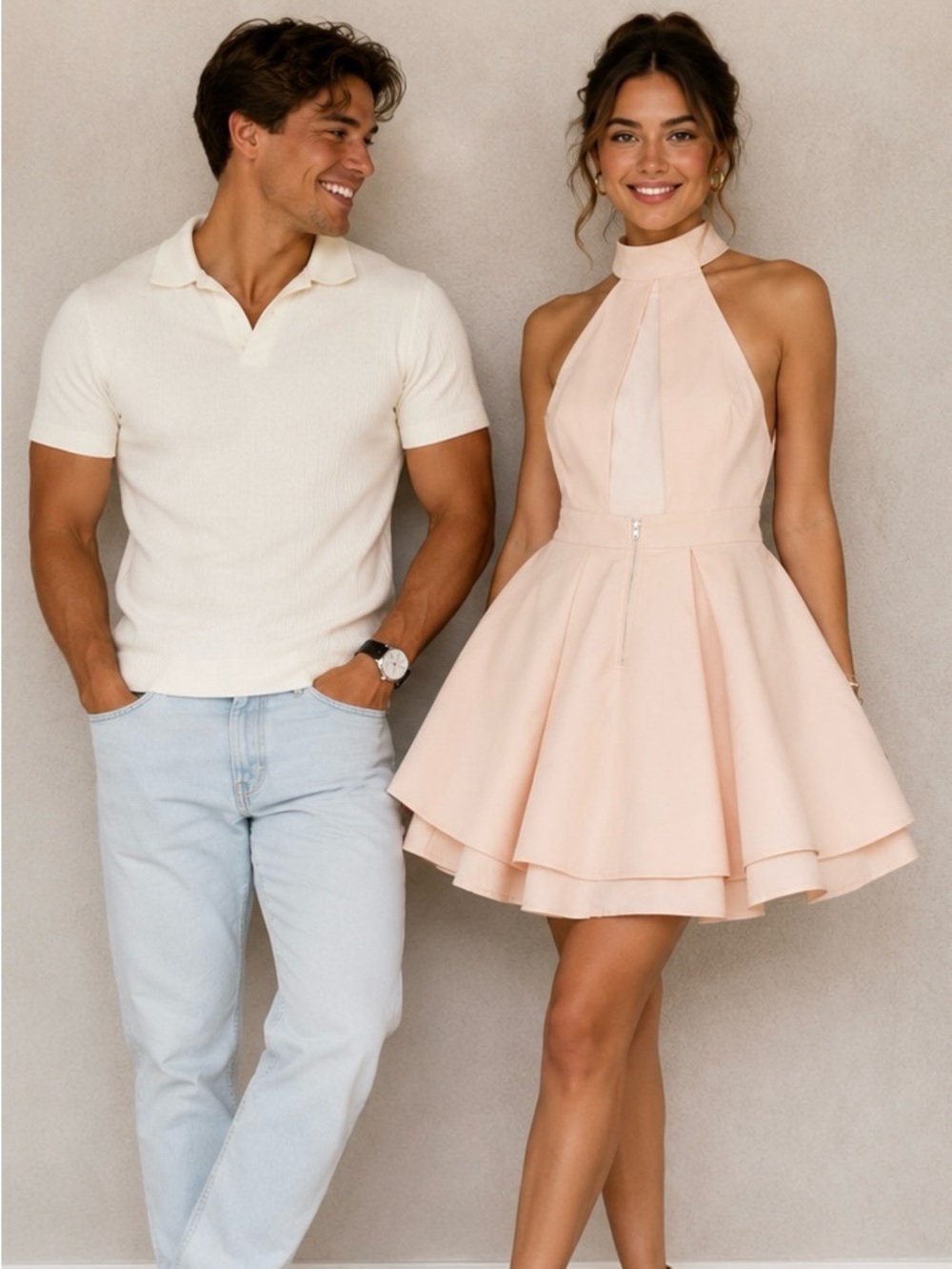 L'ATISTE Peach Halter Dress 👗 NWT